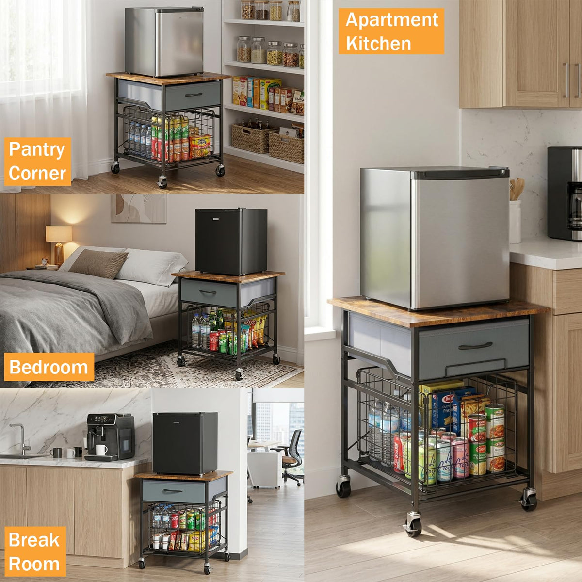 GloCryp Mini Fridge Stand supports up to 300 lb for sturdy storage.