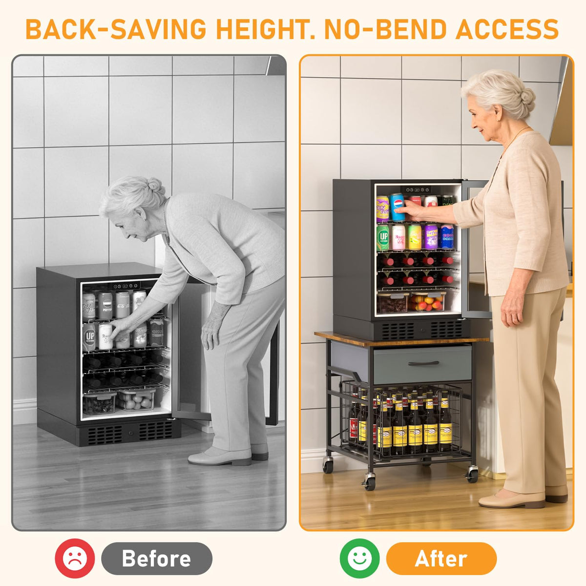 GloCryp Mini Fridge Stand elevates your fridge to a comfortable height for easy reach.