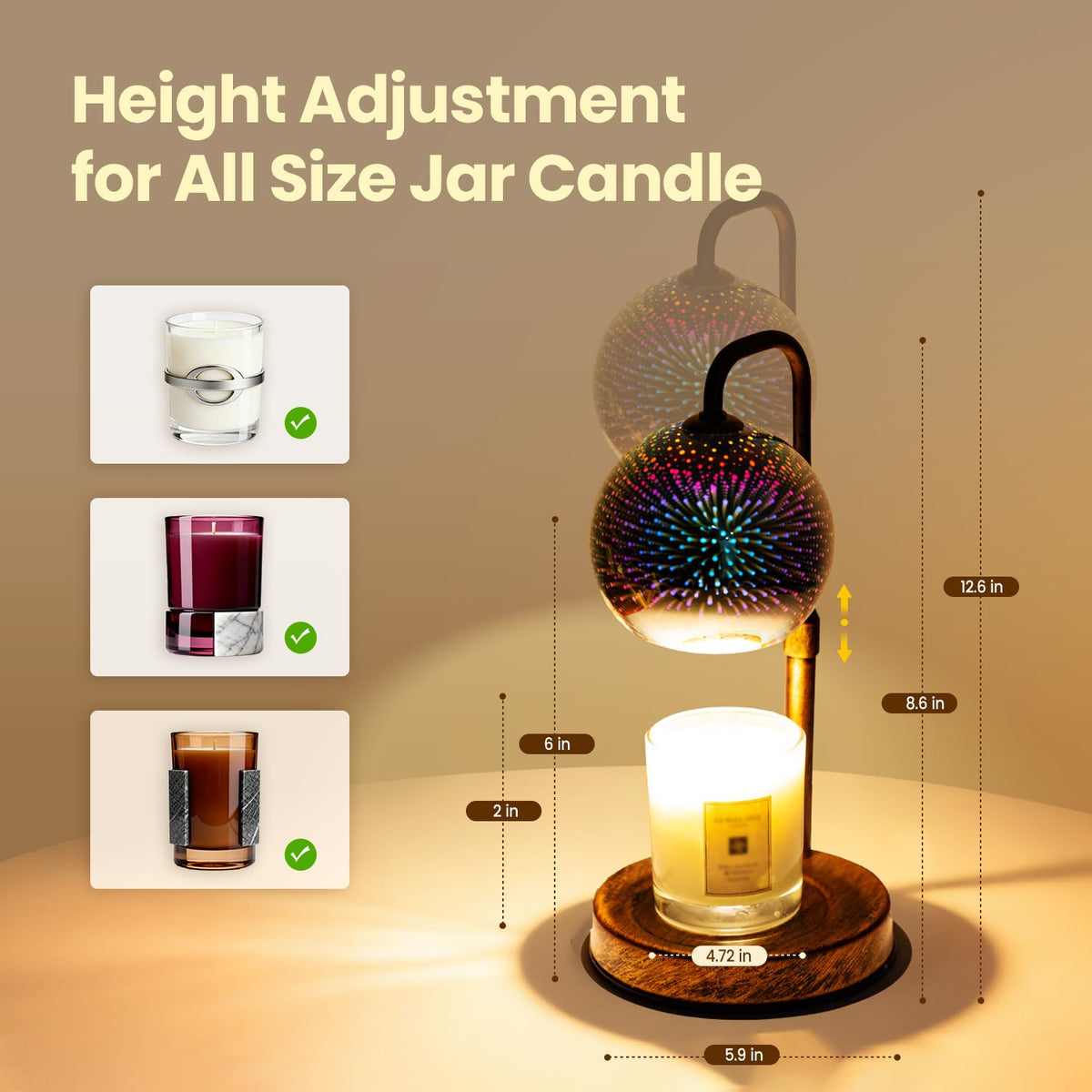 Glocusent height-adjustable warmer fits jars of various sizes