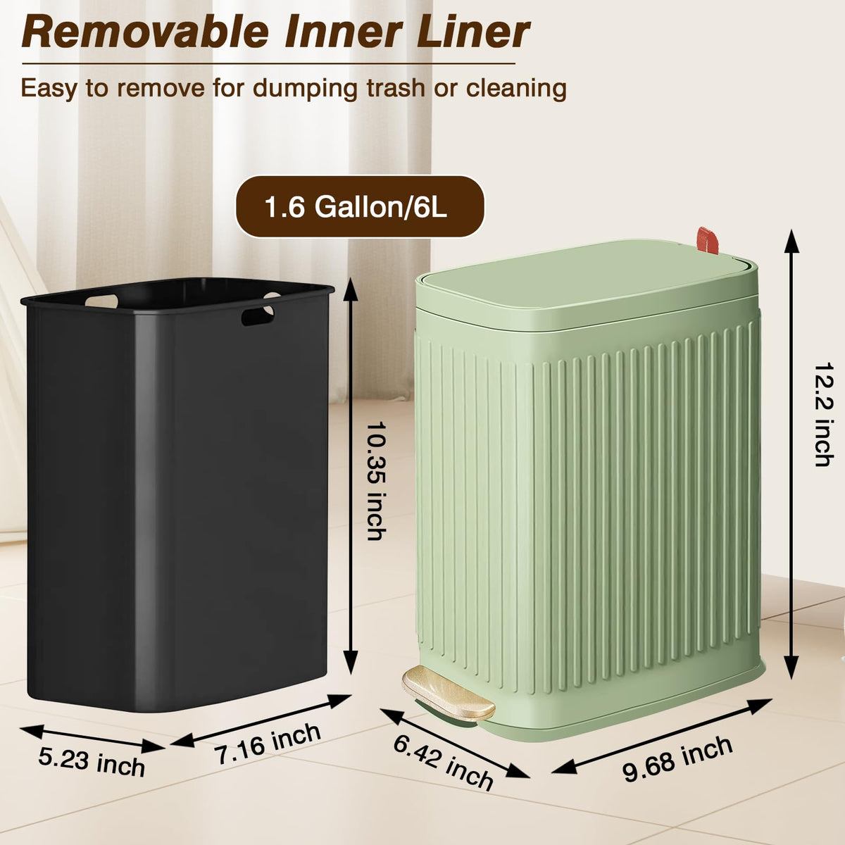GloDeals step-pedal trash can designed for hands-free, convenient use.