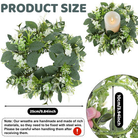 GLOMAXLY candle ring with eucalyptus faux leaves enhances table decor
