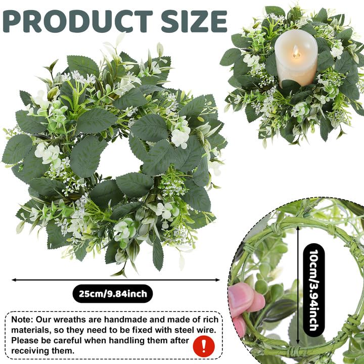 GLOMAXLY candle ring with eucalyptus faux leaves enhances table decor