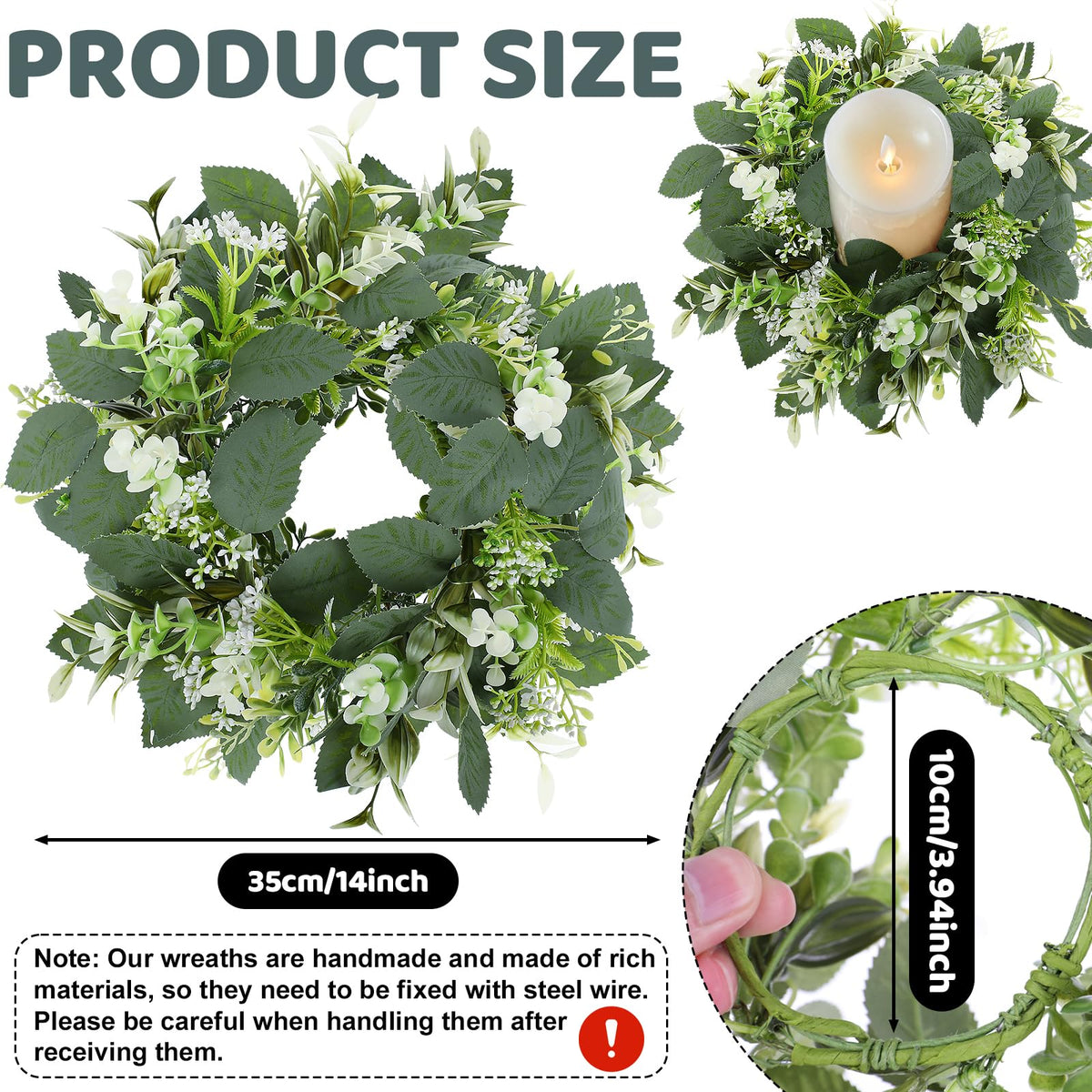 GLOMAXLY greenery wreaths with white blooms add a natural accent to centerpieces