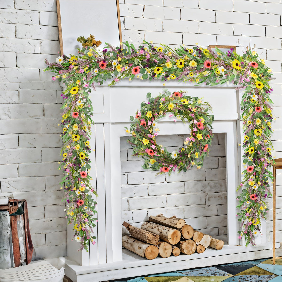 GLOMAXLY spring-bloom garland ideal for DIY wreaths and displays.