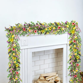 GLOMAXLY 6ft wildflower garland for vibrant indoor and outdoor decor.