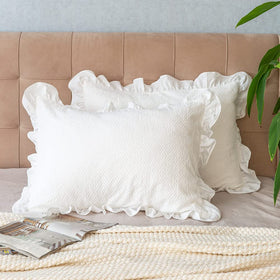 GLORY SEASON pillow shams set of 2 in champray fabric with dobby pattern for breathable comfort.