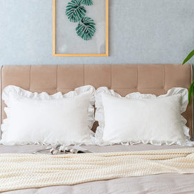 GLORY SEASON rustic Victorian ruffle edge on standard 20x26 pillow shams.
