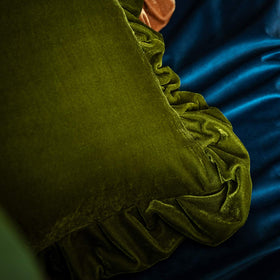 Glory Season velvet pillow cover in olive green, hidden zipper for clean silhouette.