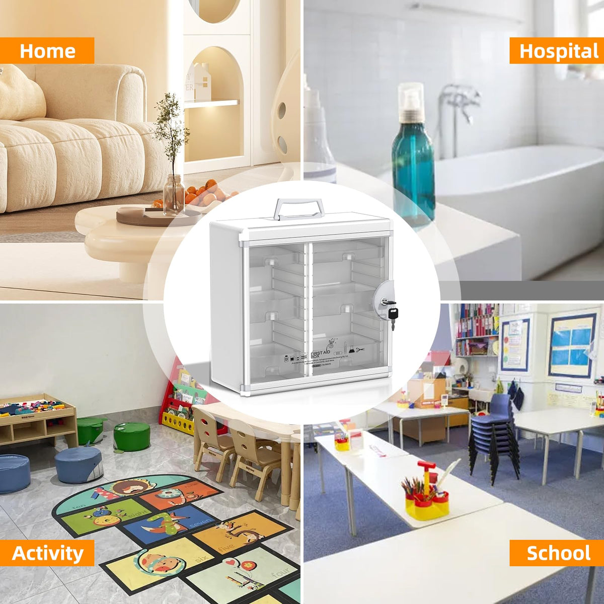 Glosen compact locking cabinet fits home, office, or travel needs.