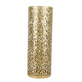 Gloserin metal round umbrella stand in gold, front view for quick drying and stylish entryway organization