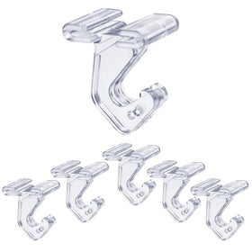 GlossyEnd crystal-clear hinged ceiling hook on a T-bar, discreetly supports items.