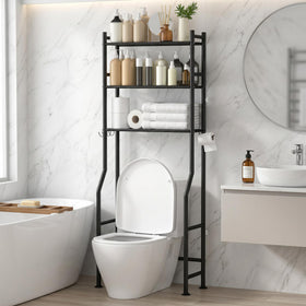 GloTika 3-Tier Over Toilet Storage keeps bathroom clutter off counters