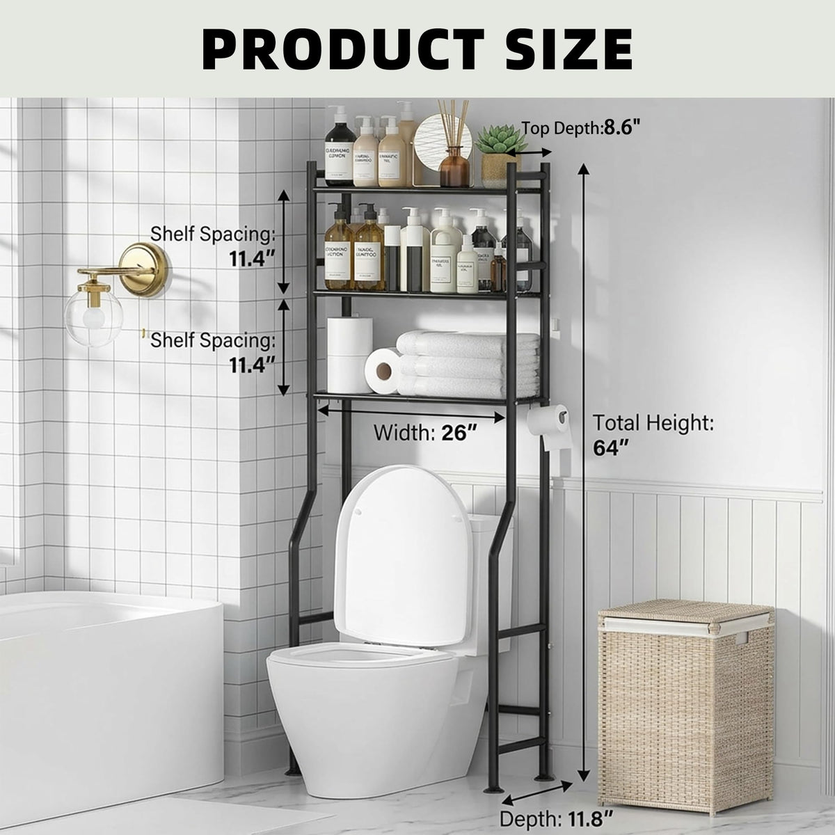 GloTika freestanding design requires no wall drilling