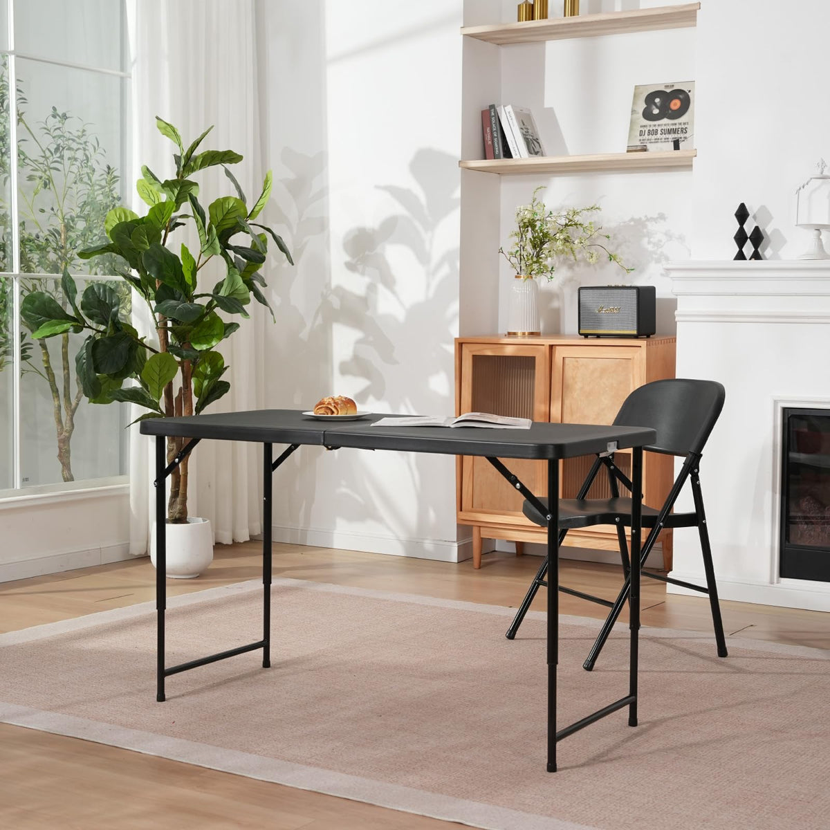 GlowitLian adjustable-height legs shown for seated and standing tasks