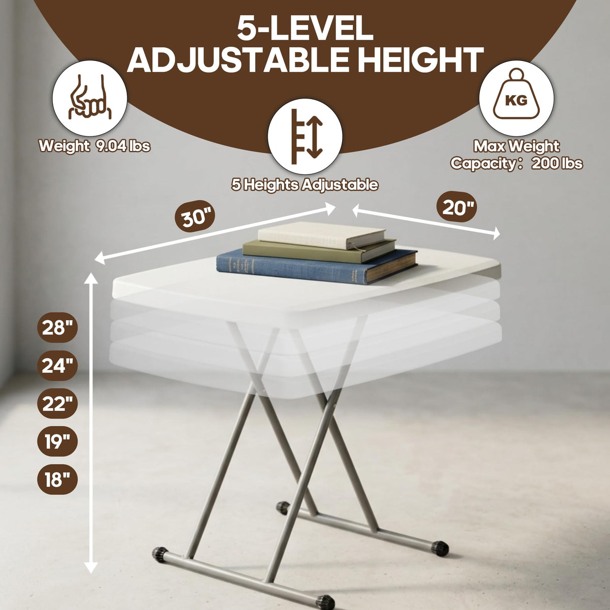 GlowitLian portable folding table for camping, dorms, or small apartments.