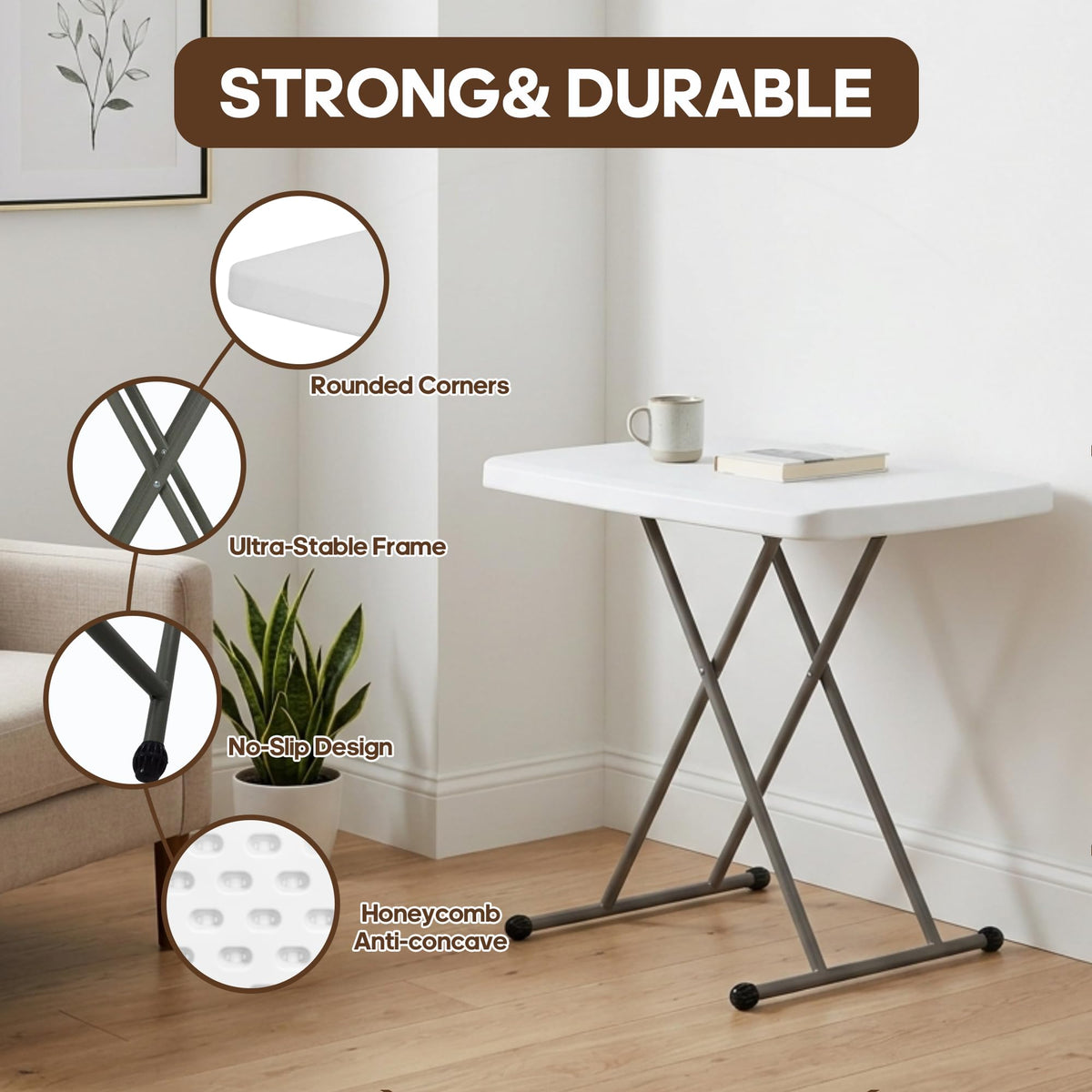 GlowitLian sturdy steel frame supports up to 200 lbs.