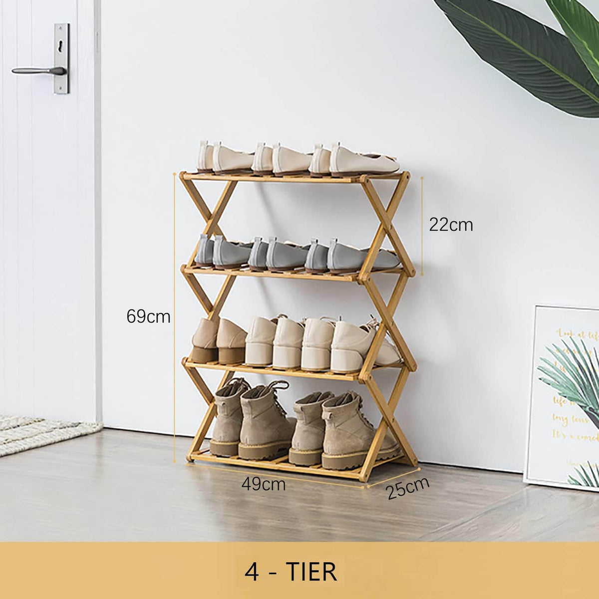 Glsety bamboo shoe rack frame closeup highlights durable construction and smooth surface.