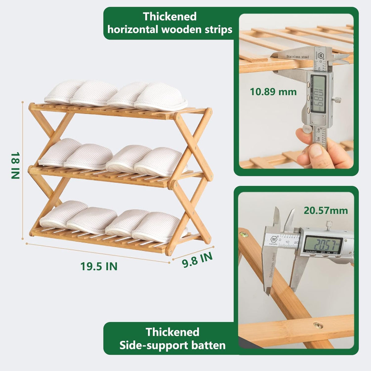 Glsety bamboo shoe rack no-installation design for quick setup