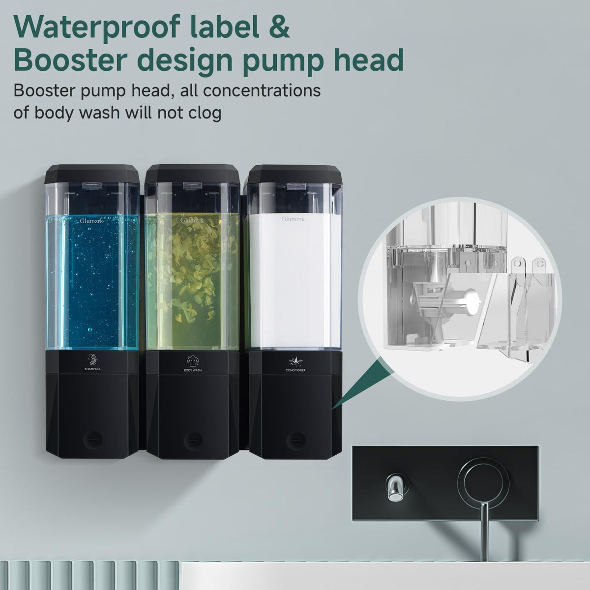 Glumzrk durable ABS plastic dispenser withstands daily use.