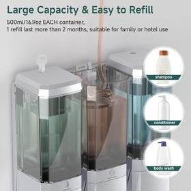 Glumzrk body wash dispenser with three chambers for shared baths.