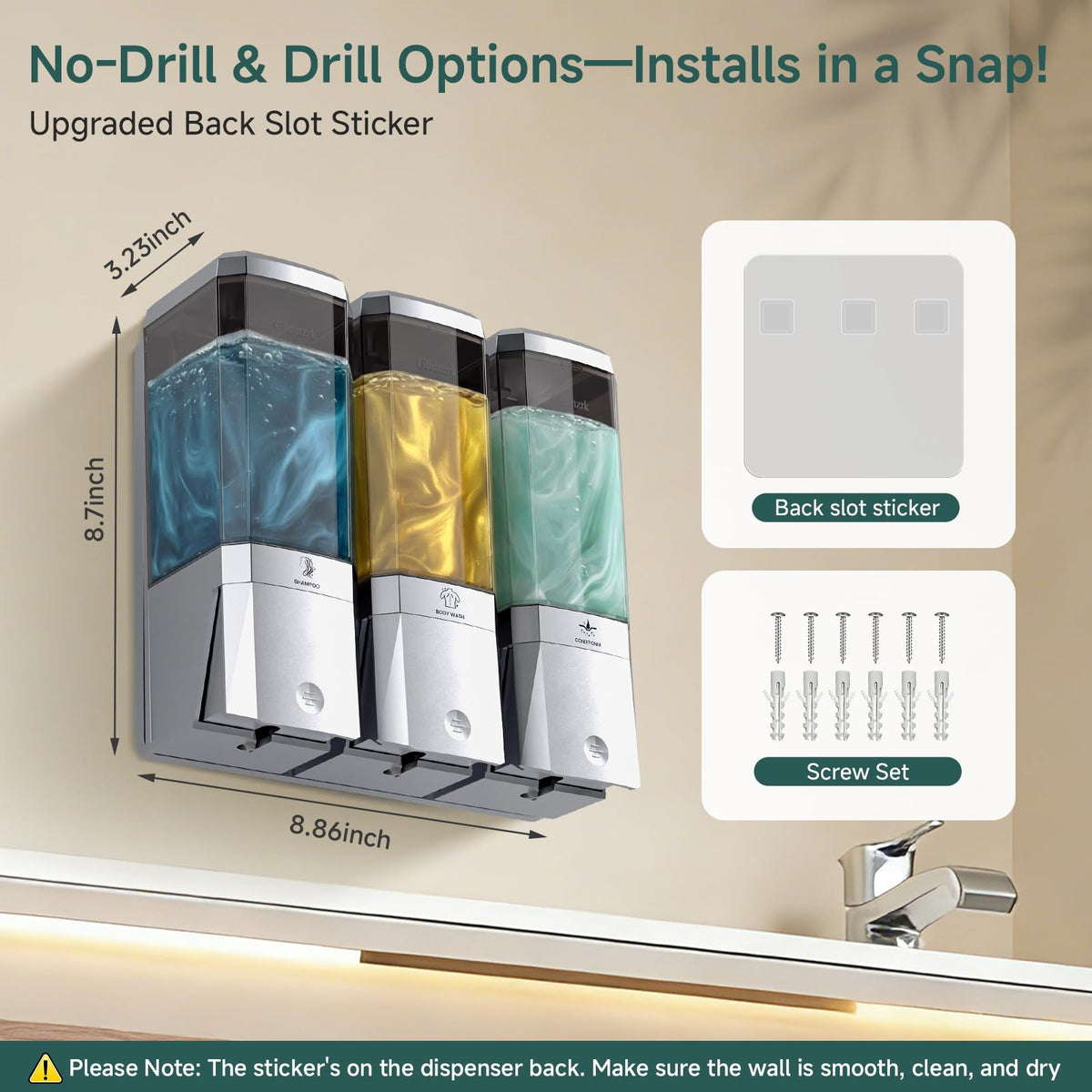 glumzrk body wash dispenser wall-mount declutters the shower