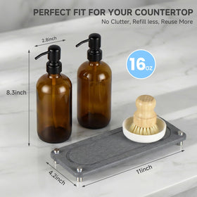 Glumzrk ceramic holder keeps dispensers neatly in place.