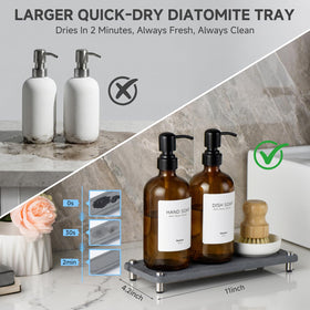 Glumzrk instant-dry diatomite tray keeps the sink area clean and dry.
