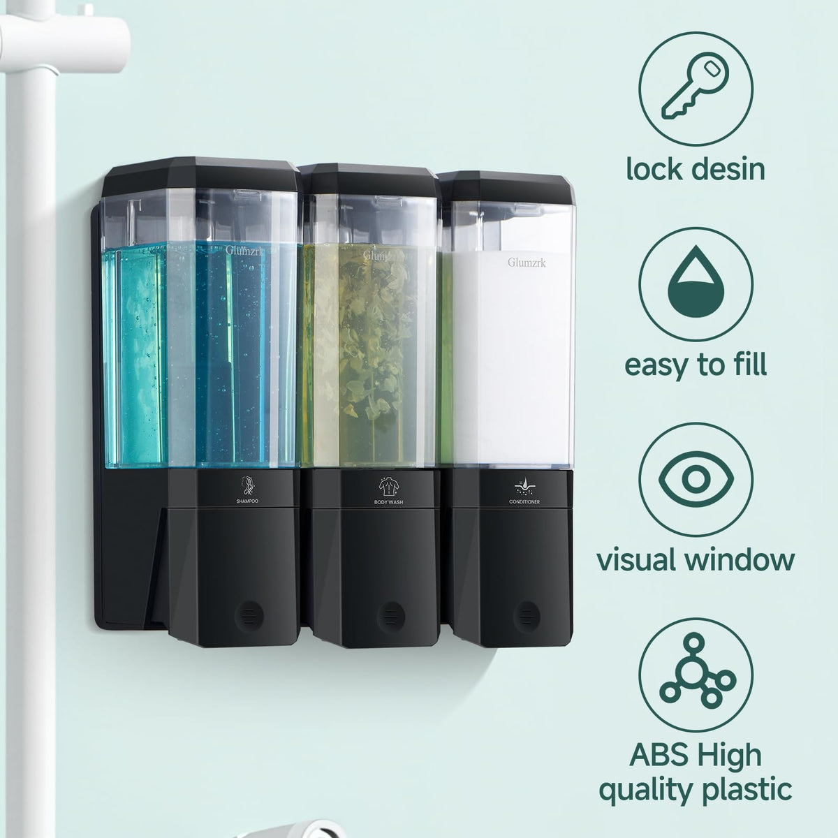 Glumzrk 500ml bottle window shows remaining contents at a glance.