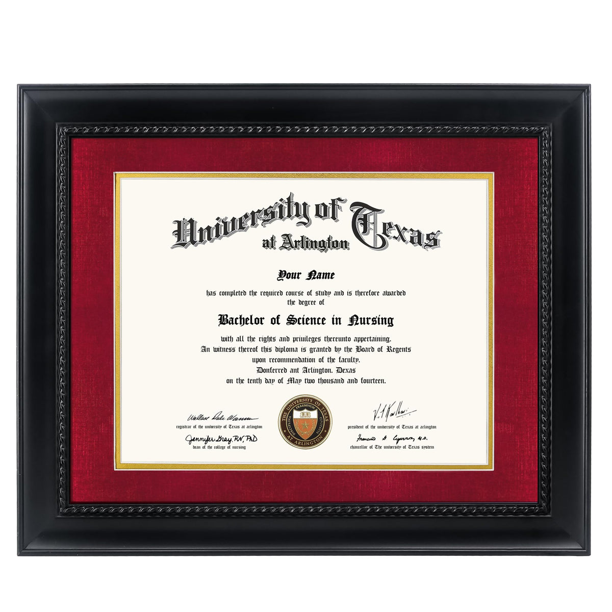 GMFrames 8.5x11 diploma frame with red mat, ideal for graduations and formal displays.
