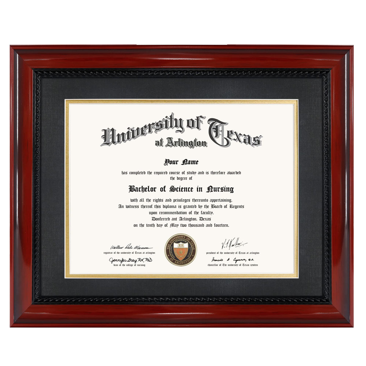 GMFrames 8.5x11 diploma frame with mat in cherry finish for certificates