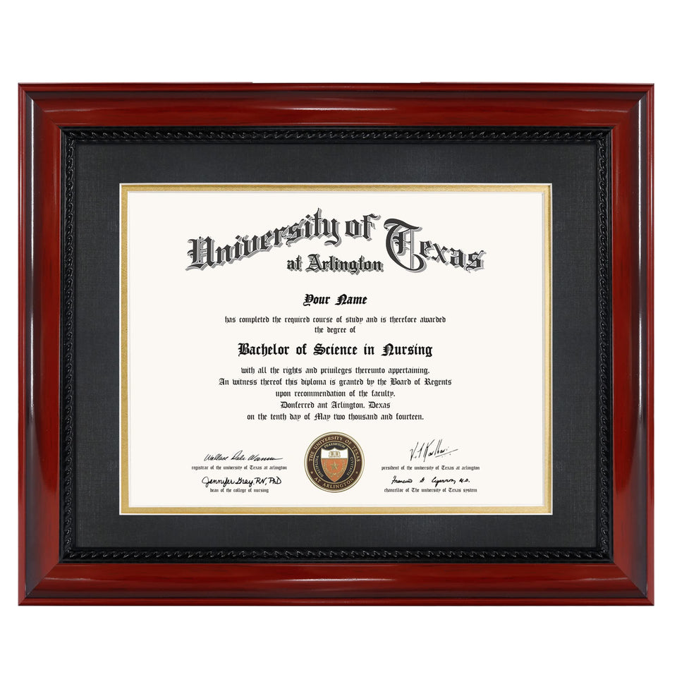 GMFrames 8.5x11 diploma frame with mat in cherry finish for certificates