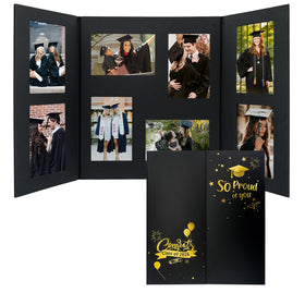 GMFrames graduation frame front view in black, six-photo capacity showcased clearly