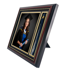 GMFrames mahogany wood grain finish close-up shows premium craftsmanship.