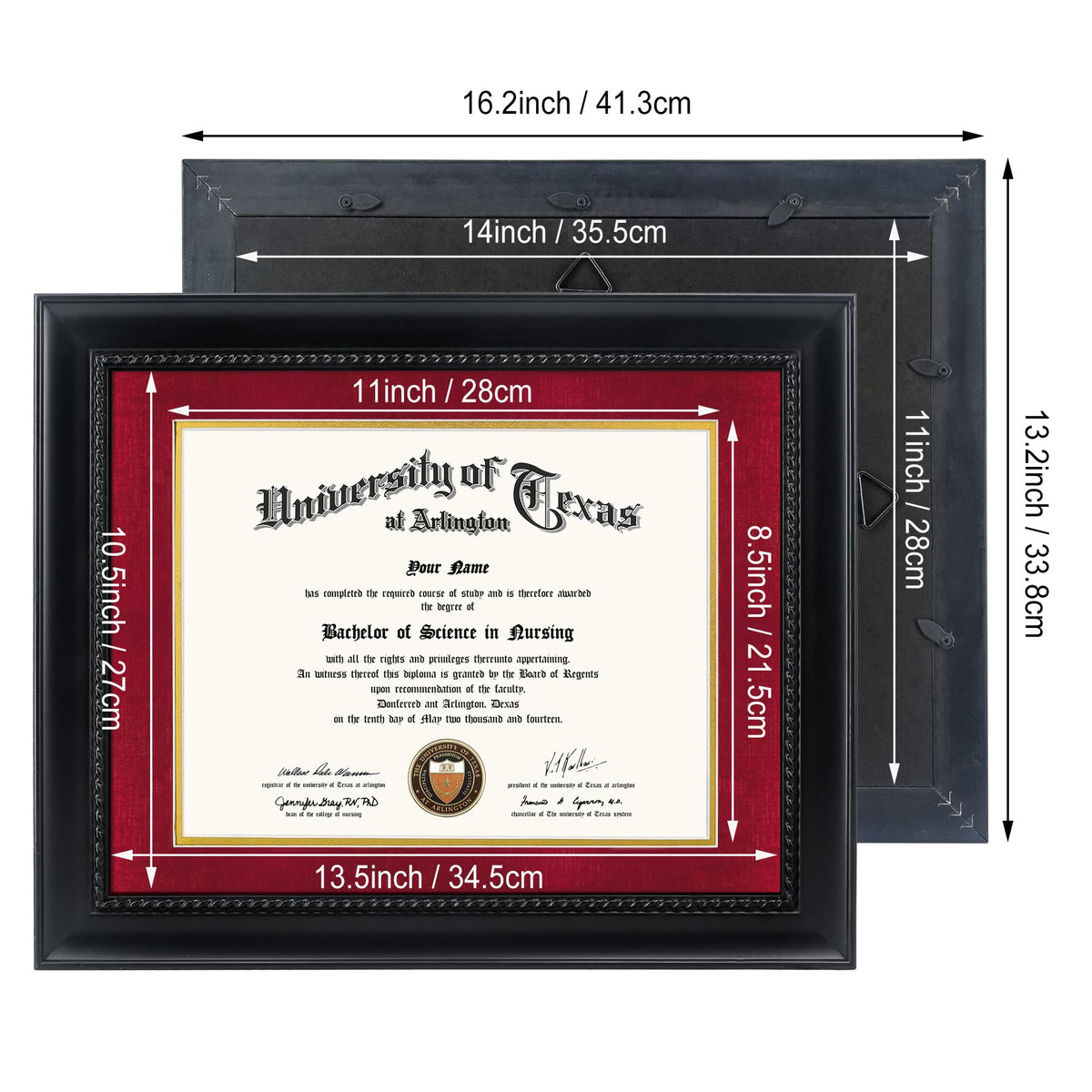 GMFrames solid wood frame in black finish with UV protection acrylic.