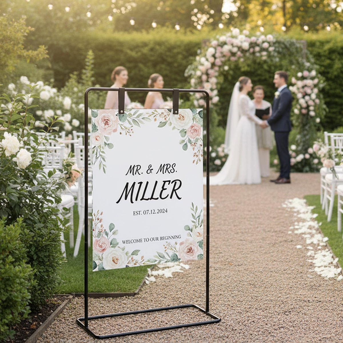 GMFRXII sign holder displaying a seating chart for guests
