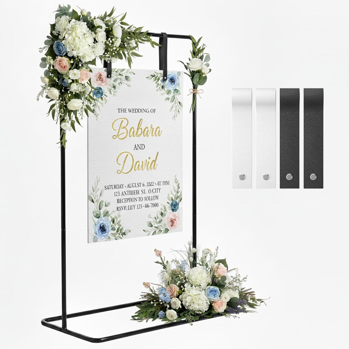 GMFRXII wedding sign stand in black easel securely displays a welcome sign