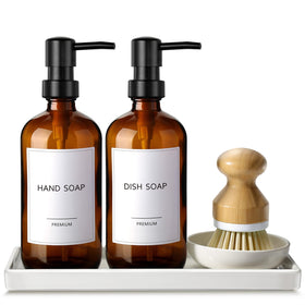 GMISUN amber glass dispenser with rustproof pump for mess-free soap