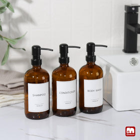 GMISUN 17oz amber glass dispenser offers generous capacity for liquids.