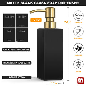 GMISUN black matte dispenser with pump for easy soap flow