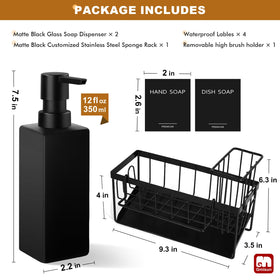 GMISUN dual dish soap dispenser set with 350 ml capacity reduces refills.