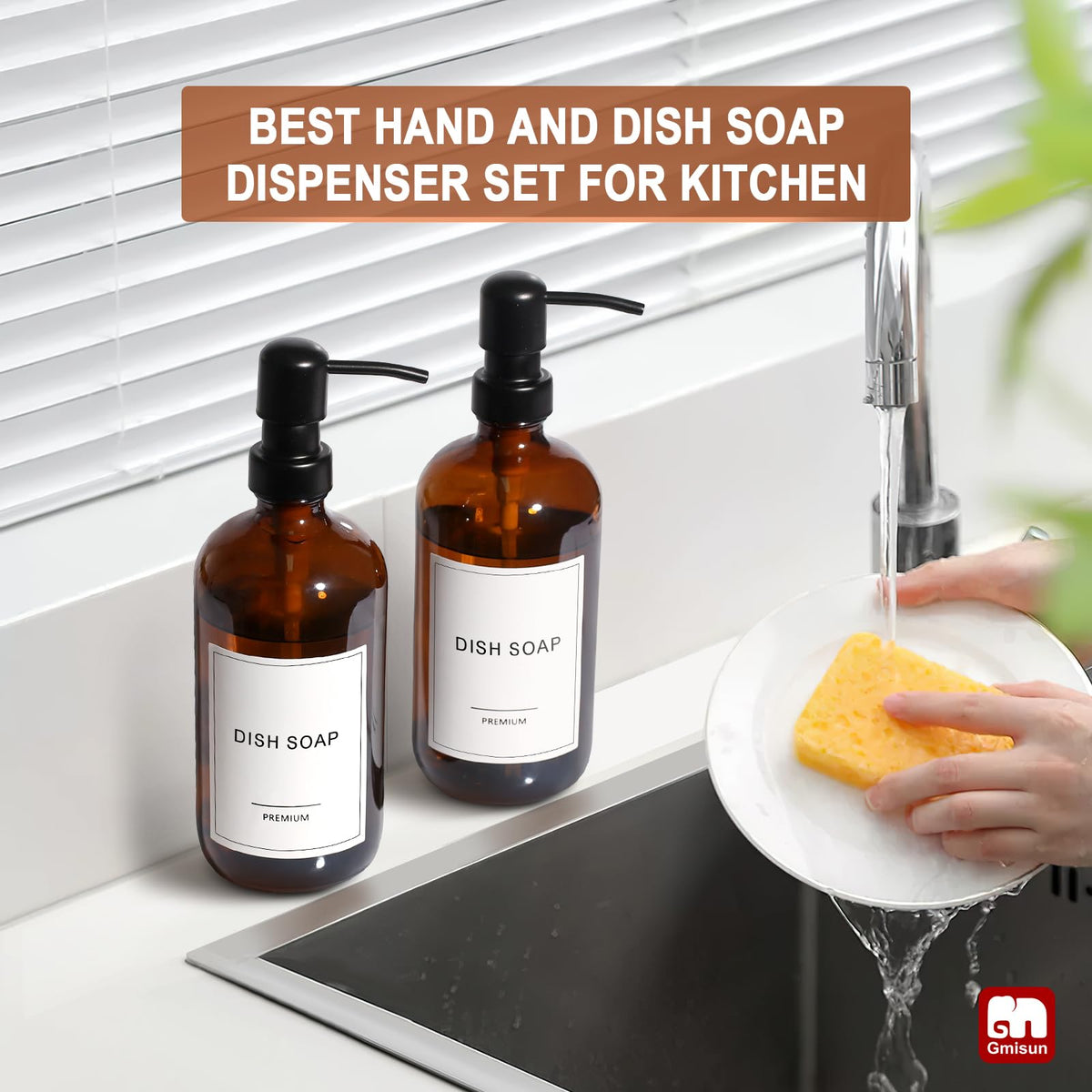 GMISUN multi-use dispenser ideal for hand soap, dish soap, or lotion.