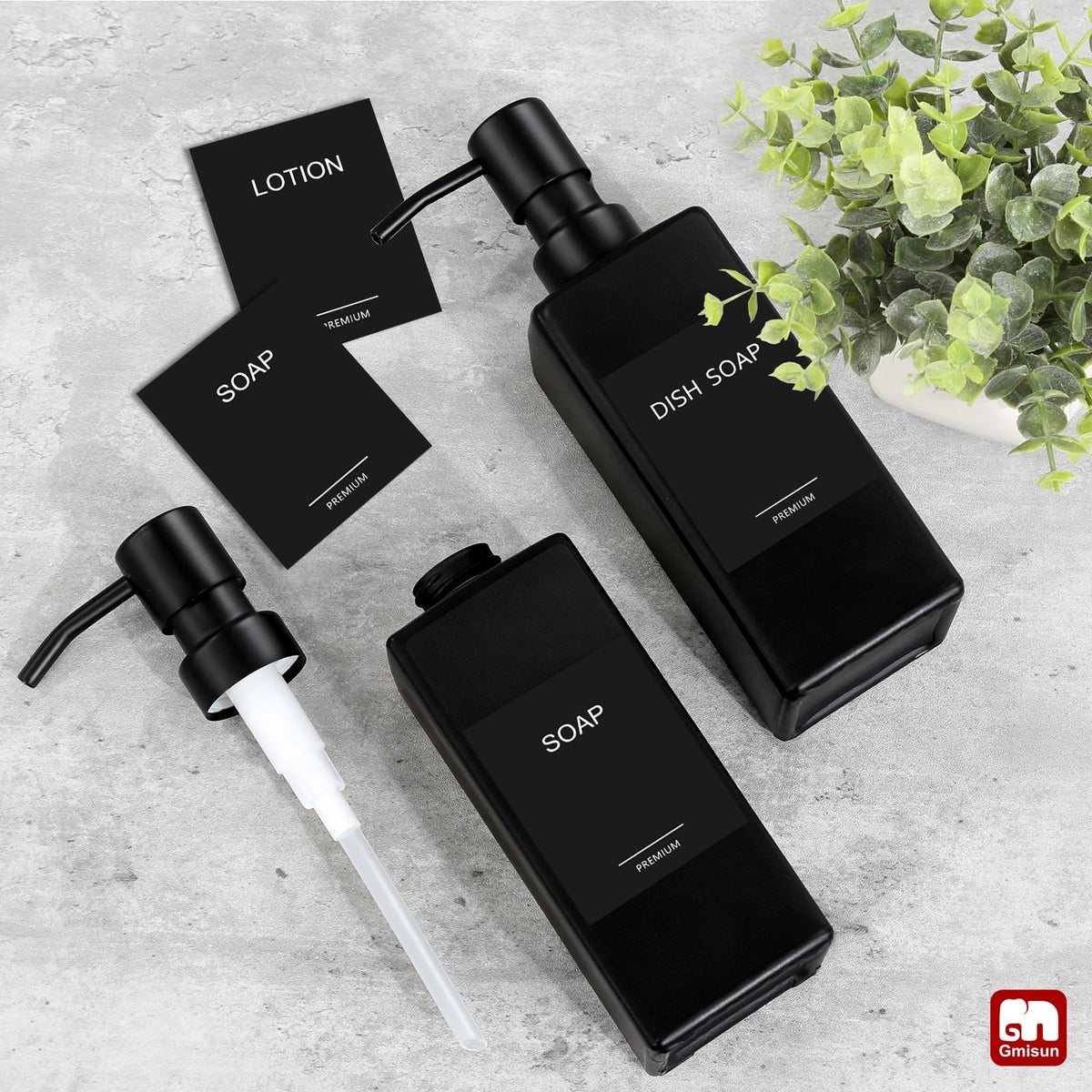 GMISUN kitchen and bathroom decor with matte black dispenser on countertop