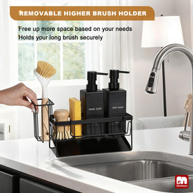 GMISUN kitchen sink brush holder with removable rack keeps tools tidy.