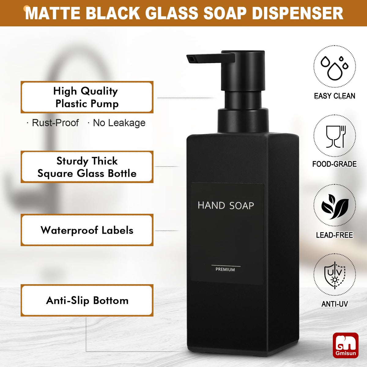 GMISUN dual dispensers with labels for easy kitchen organization.
