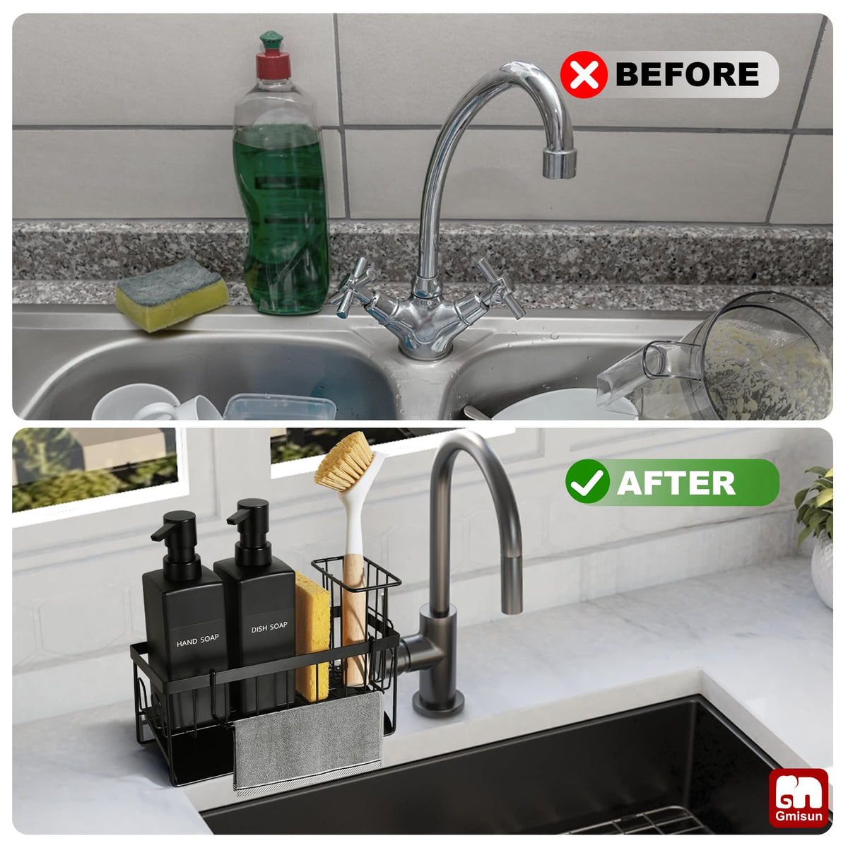 GMISUN rust-proof metal sponge holder for lasting kitchen durability.