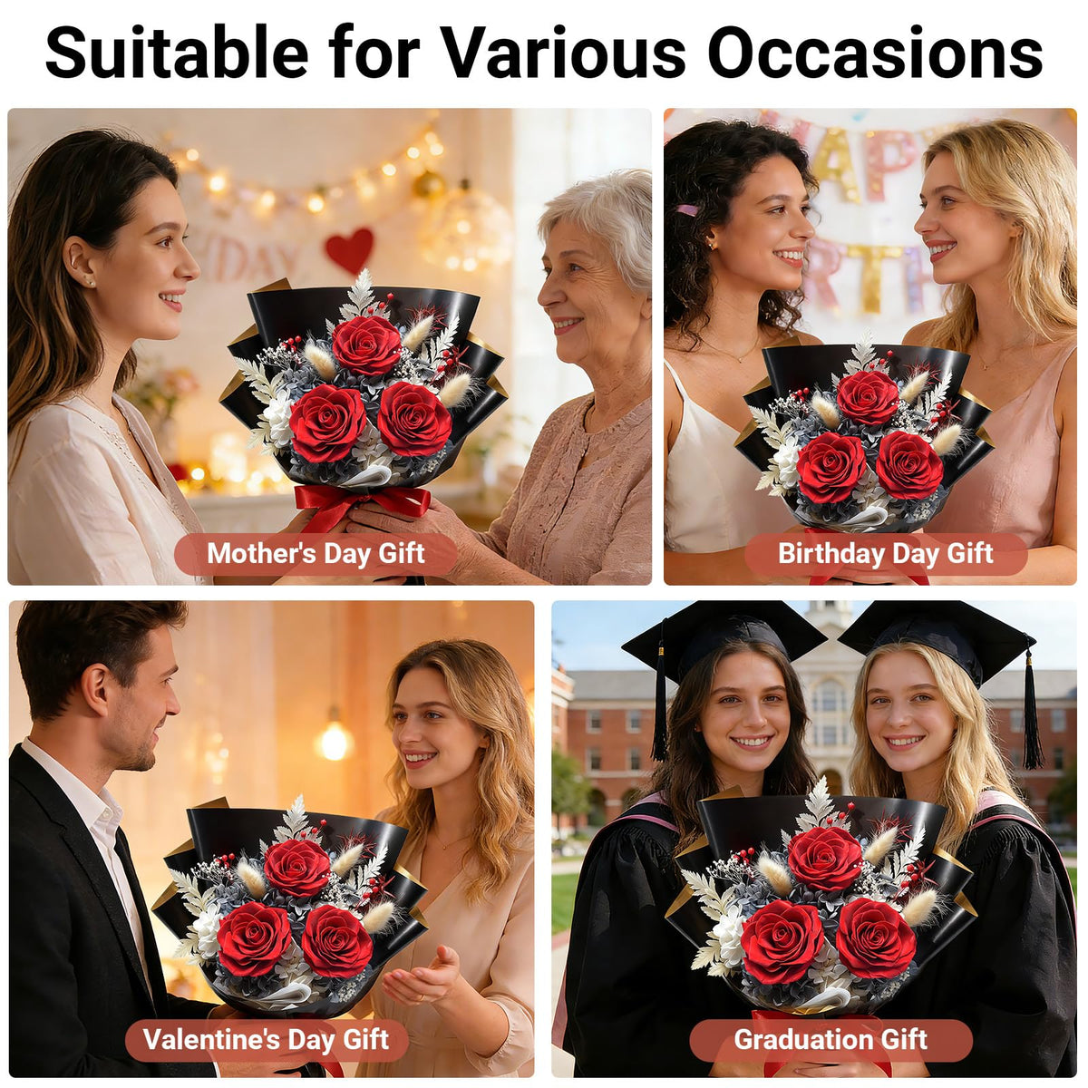 Gnifot bouquet lasts 3-5 years with preserved petals