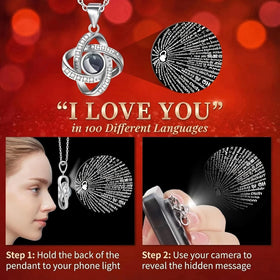 Gnifot I Love You necklace in 100 languages complements a timeless keepsake.