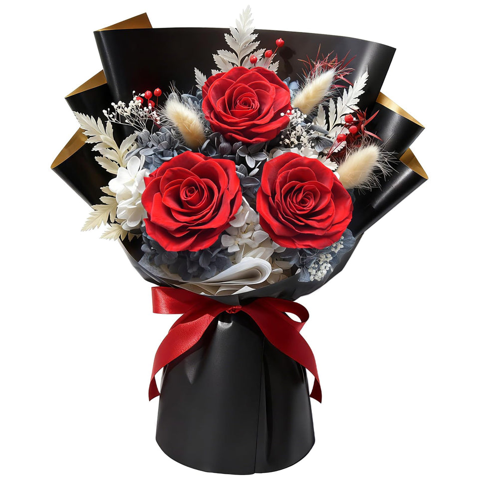 Gnifot preserved roses bouquet shows long-lasting color in home décor