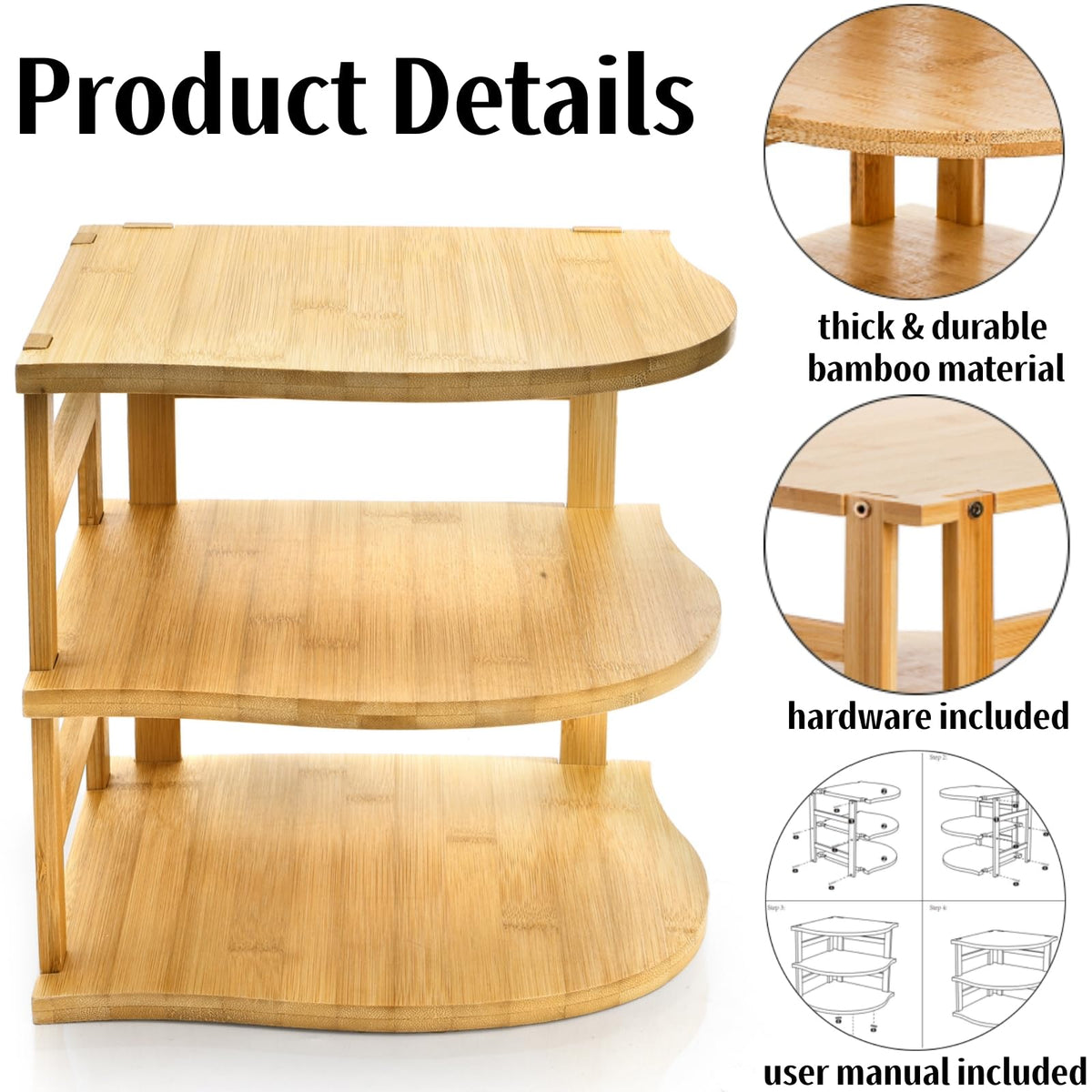 Goaste Bamboo corner unit on kitchen counter keeps cups organized