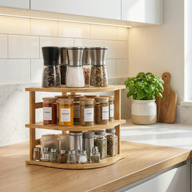 Goaste 3-Tier Bamboo Corner Shelf packaging shows sturdy construction